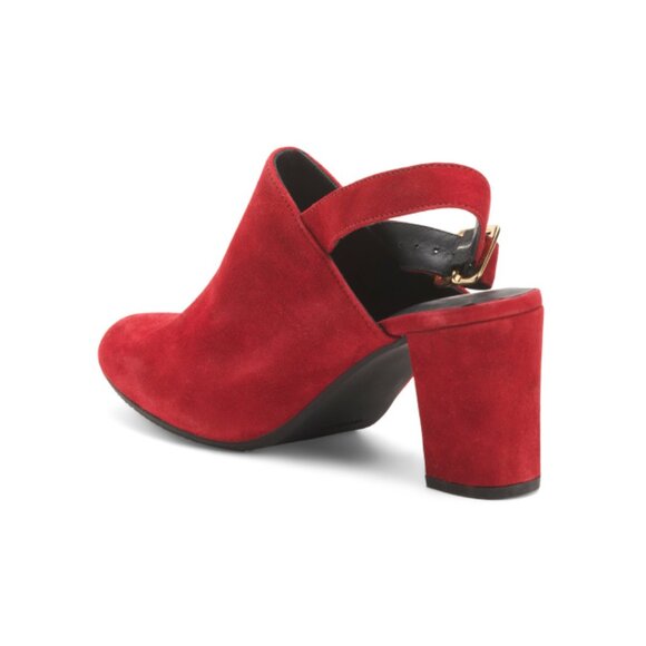 ERIC MICHAEL Navy Made In Portugal Suede Blanche Heel Mules - Picture 2 of 2